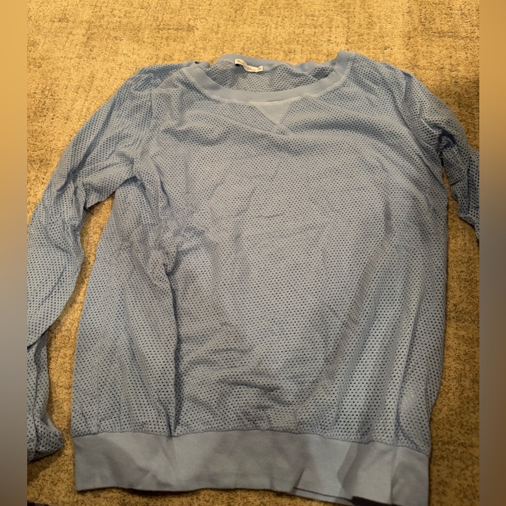 Light blue Michael stars mesh long sleeve top